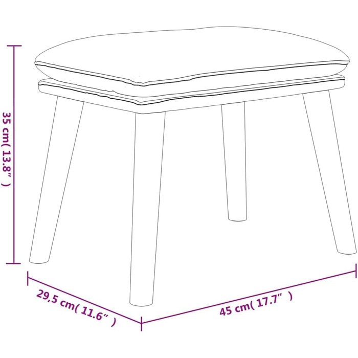 Підставка для ніг, штучна шкіра, сірий, 45 x 29.5 x 35 см, 341492