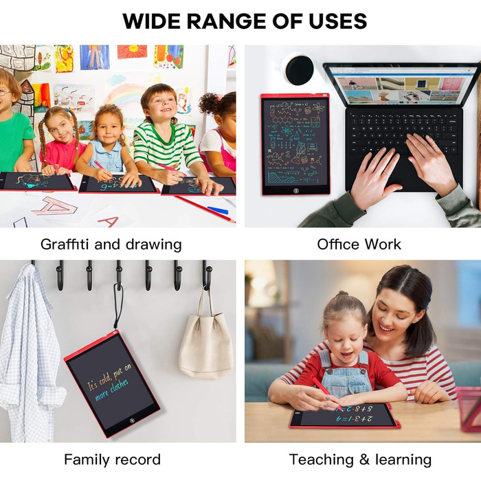 Барвиста РК-дошка 12 дюймів, РК-планшет Електронний планшет Графічний планшет Цифровий блокнот для малювання, Дитяча іграшка ДЛЯ Д