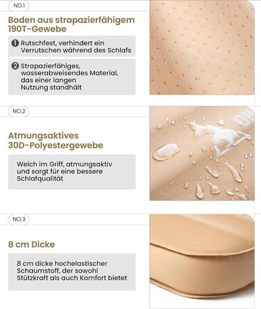 Самонадувальний надувний матрац OneTigris Dreamstar з високим коефіцієнтом опору, надувне ліжко для 1 особи, надувний матрац для гостей з мішком-насосом, для кемпінгу, подорожей та автомобіля (70 198 см) кольору койота