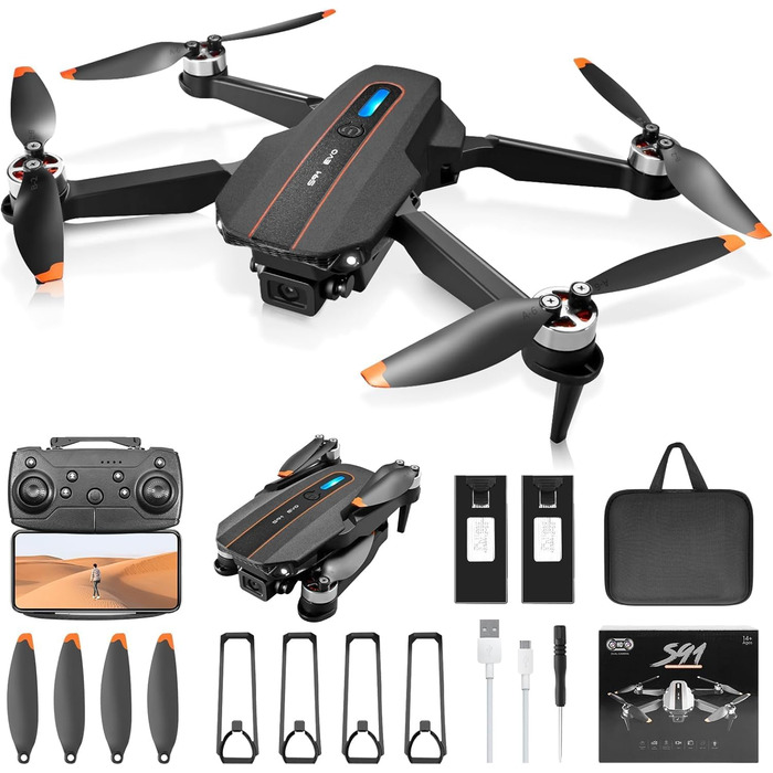 Дрон з камерою HD 4K, складаний з FPV передачею, RC квадрокоптер з сумкою, круговий політ, 3D фліп, повернення однією кнопкою, безголовий режим, міні дрон подарунок для початківців, дітей, підлітків