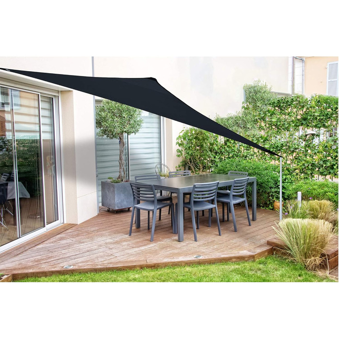 Водонепроникний сонцезахисний навіс для саду з кріпленнями, мотузкою, 100 захист від ультрафіолету (3,6 м x 3,6 м, антрацит) 3,6 м x 3,6 м антрацит