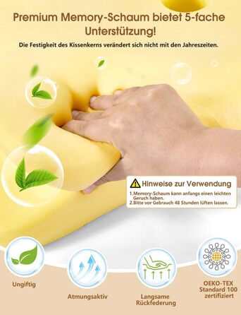 Подушка для шиї 2-в-1 з піни з ефектом пам&39яті, ергономічна для сну на боці та на спині зі знімним чохлом, який можна прати, 6412/13 см