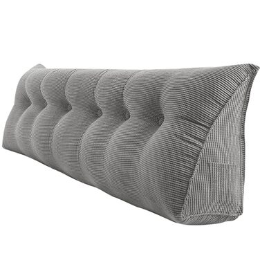 Подушка для спини OHMG 120/140/160/180/200 см, підходить для ліжка та дивана, поперекова подушка, подушка для читання, подушка зі знімним ремінцем для шиї та чохлом, який можна прати, практична бічна кишеня (сіра, 180)