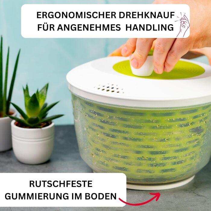 Спінер для салату Westmark, місткість 4,4 л, ø 23,5 см, пластик, без бісфенолу А, spinderella, колір прозорий/білий/зелений, 24302