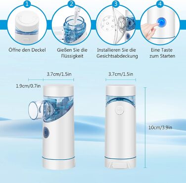 Набір портативних інгаляторів, безшумний інгалятор-небулайзер з мундштуком і маскою, ефективний при респіраторних захворюваннях, заряджається від USB, інгалятор для дітей і дорослих, білий