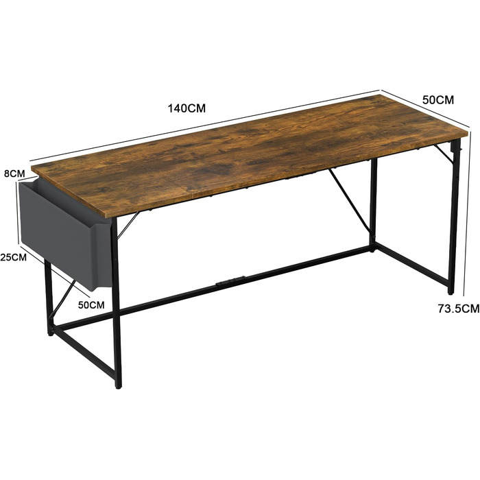 Стіл Devoko, комп'ютерний стіл, офісний стіл з сумкою для зберігання, стійкий стіл для ПК, кабінет для домашнього офісу, спальня,