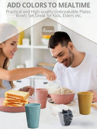 Набір посуду для кемпінгу HOMGEN на 12 осіб пластикові тарілки, миски, чашки та столові прибори для пікніків, відпочинку на природі та грилю (стиль A)