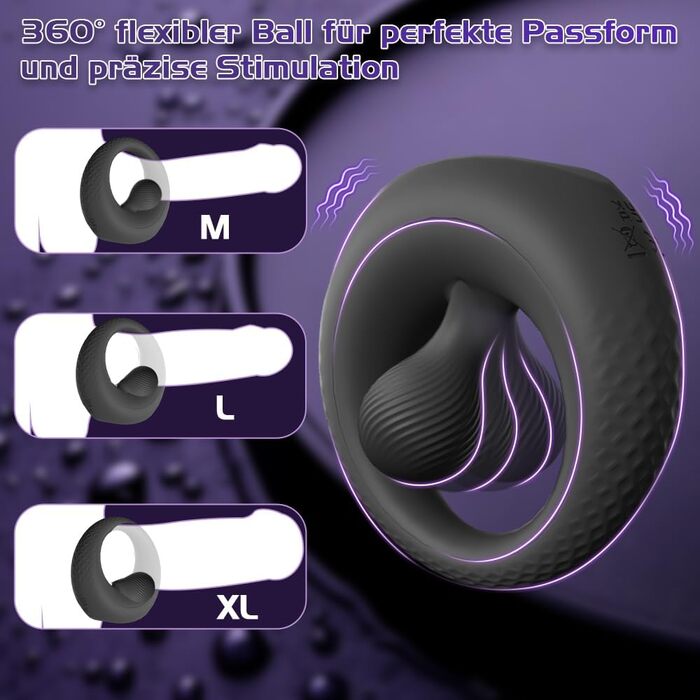 Віброкільце YAWNSHE, з 360° регульованим кліторальним стимулятором, чорне, силіконове, для пар