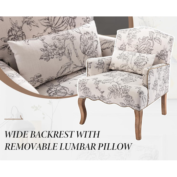 Льняне одномісне крісло-диван для вітальні з дерев&39яними ніжками, ретро-крісло з підлокітником та одним кріслом для балкону (бежевий)