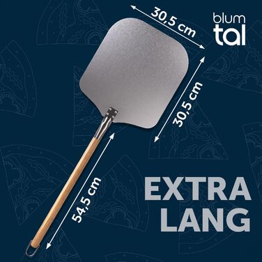 З великою площею та знімною ручкою - 30,5см х 30,5см Шкірка піци алюміній - знімна дерев'яна ручка 85см