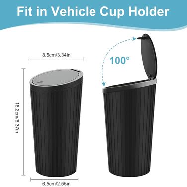 Автоматичний сміттєвий бак з кришкою, компактний, для приміщень, водонепроникний та з функцією усунення запахів, 2 рулони мішків для сміття, зручний міні-бак для автомобіля, дому, офісу, спальні, чорний