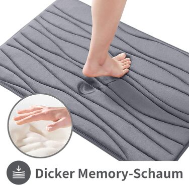 Килимок для ванни Homaxy з піни з ефектом пам&39яті, комплект із 2 предметів, нековзний та абсорбуючий килимок для ванни, можна прати в пральній машині (40 x 60 см 50 x 76 см, темно-сірий) 40 x 60 см 50 x 76 см (прямокутний) темно-сірий