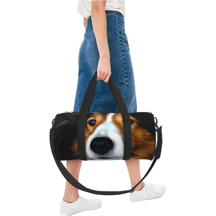 Спортивна сумка для подорожей, малюнок Шетландська вівчарка, Чорна, Універсальний розмір, Дорожня сумка