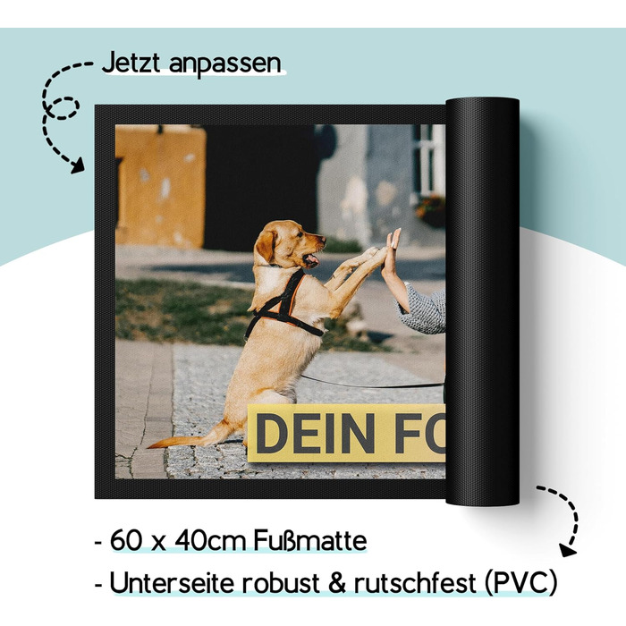 Персоналізований килимок для дверей з фотодизайном - Килимок для внутрішніх та зовнішніх робіт, персоналізований подарунок, 60 x 40 см