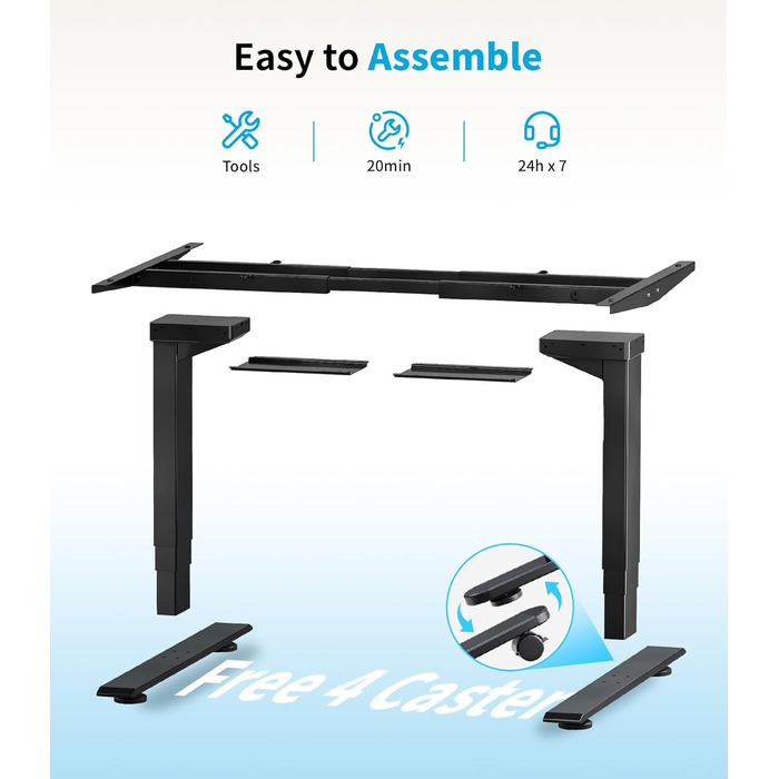 Електричний стіл MAIDeSITe з регулюванням висоти, 2 потужними двигунами, 3-рівневим регулюванням висоти каркаса столу та 4 налаштуваннями пам&39яті з нагадуванням про сидіння/вставання - T2 Pro Plus Black