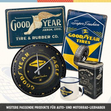 Ретро-настінний годинник Nostalgic-Art, Ø 31 см, Goodyear Wheel