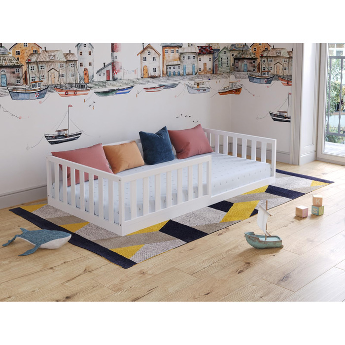 Дитяче ліжечко/бічне ліжко Love For Sleep 160x80 см, конструкція, зручна для дітей, дитяче підлогове ліжко White Florence, дитяче ліжко, дерев&39яне ліжко - Дитяче ліжко, ліжко-трансформер