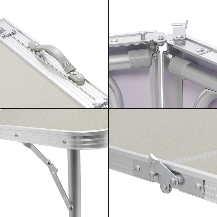 Складаний багатофункціональний стіл, багатоцільовий стіл, кемпінговий стіл, розкладний стіл, ринковий стіл, стіл з регульованою висотою для обклеювання шпалерами, бічний столик для кемпінгу в саду, для фестивалів, ринків тощо (білий 120 x 60 см)