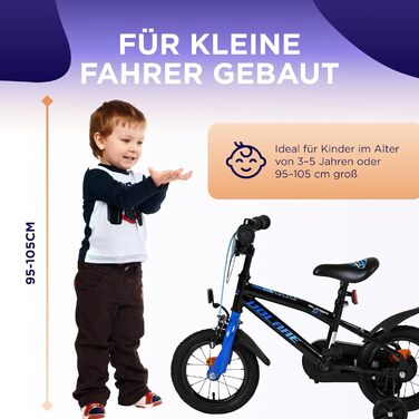 Дитячий велосипед Volare Super GT Blau 12 35 років 2 ручних гальма, знімні бічні колеса, захист ланцюга та світловідбивачі Регульоване сідло Подарунок для дівчаток та хлопчиків