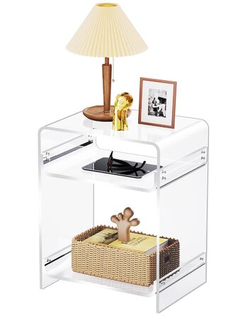 Акриловий приставний столик, прозорий приставний столик, тумбочка біля ліжка, 30 x 40 x 50 см (прозорий) Прозорий