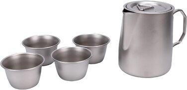 Набір для чаю з нержавіючої сталі Bnineteenteam, портативний чайник з ситечком та 4 чашки в чохлі для кемпінгу