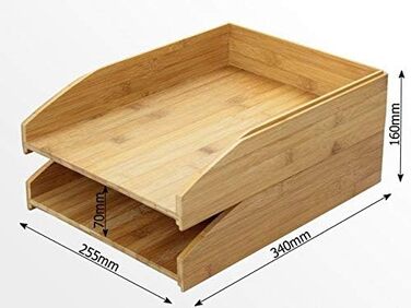 Набір Woodquail з 2 шт. абельованих лотків для листів Лоток для паперу формату А4 Тримач для журналів Підставка для сортування, виготовлена з натурального бамбука
