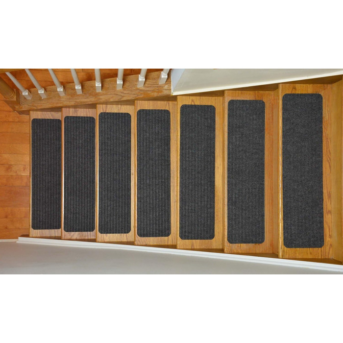 Колекція сходових сходинок RugStylesOnline з нековзним килимовим покриттям для приміщень Темно-сірий Комплект із 13 предметів (8 x 30 дюймів) 22 x 76 см (прямокутний) Темно-сірий