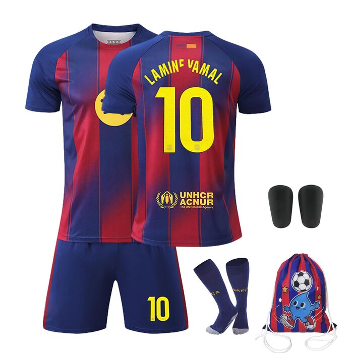 Комплект футбольної майки для дітей, домашня майка, футбольна майка для чоловіків та хлопчиків, тренувальна футбольна майка, футбольна футболка, шорти, шкарпетки та щитки для гомілок (24 B)