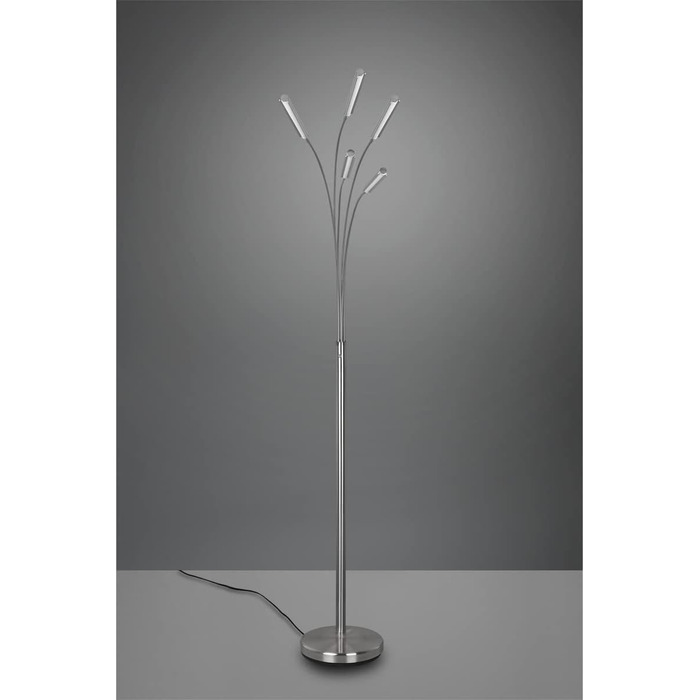 Стійка LED-світильник Reality Reed R41031507, матовий нікель, 5 шт. 3.5 Вт LED, диммерний вимикач, сріблястий