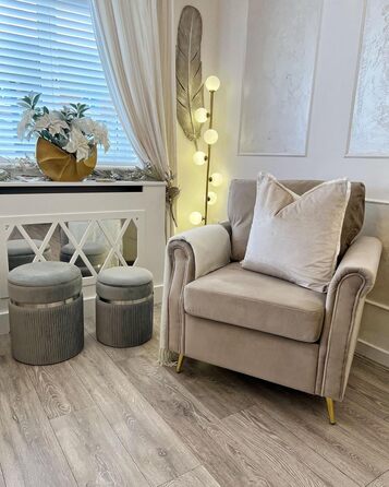 Пуф Beliani з місцем для зберігання, круглий, оксамитова тканина, світло-сірий, комплект з 2 шт., пуфики Glamour Camdenton