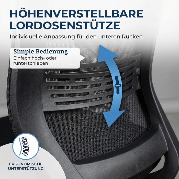 Офісний стілець Start для домашнього офісу та бізнесу, з багатьма ергономічними функціями, ергономічний та компактний, дуже простий у використанні, без підлокітників, вантажопідйомність до 125 кг