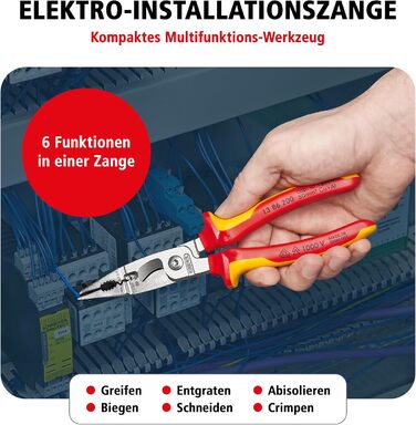 Кніпекс (KNIPEX) плоскогубці для електромонтажу VDE, 200 мм, 13 86 200 SB