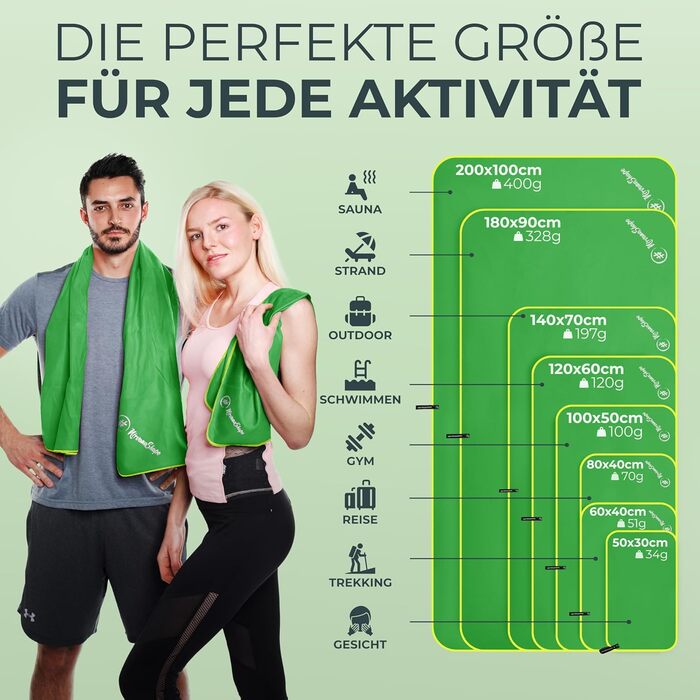 Рушник з мікрофібри NirvanaShape - дорожній рушник, банний рушник для відпочиваючих у різних кольорах - компактні, швидковисихаючі