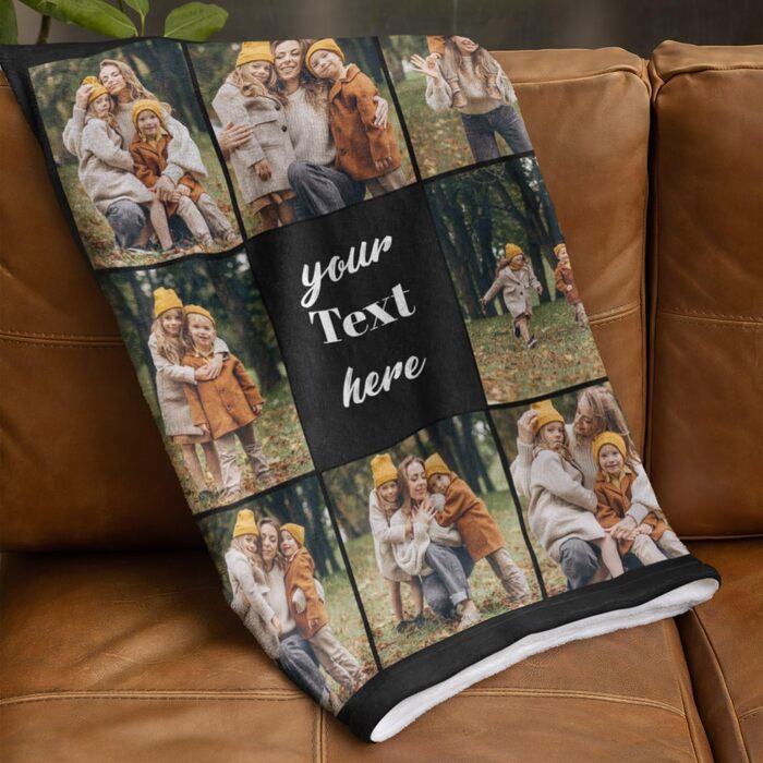 Персоналізована фотоковдра Ferocity з 8 вашими фотографіями 150x200 см Диванна ковдра Суперм&39яка надзвичайно затишна ковдра для родини, друзів, братів і сестер, веселий подарунок Чорний колаж 081 150 x 200 см
