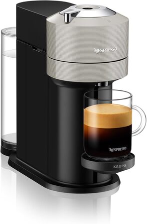 Машина Krups XN910B Nespresso Vertuo Next Кавова капсульна машина Кавоварка Nespresso Резервуар для води 1,1 л 6 розмірів чашок Функція вимкнення живлення 54 переробленого пластику Світло-сірий без піноутворювача молока