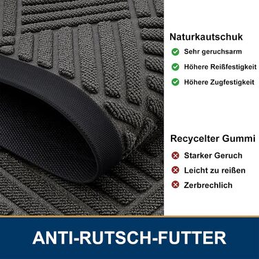 Килимок для вулиці 60 x 90 см, силіконовий брудозатримуючий килимок для використання всередині та зовні приміщень - нековзний, пилонепроникний та миється, всепогодний килимок для вхідних дверей, входу, балкону - темно-сірий 60 x 90 см (прямокутний)