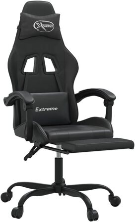 Ігрове крісло Gecheer Офісне крісло Ігрове крісло Ергономічне ігрове крісло з підставкою для ніг, поворотне, чорне, зі штучної шкіри