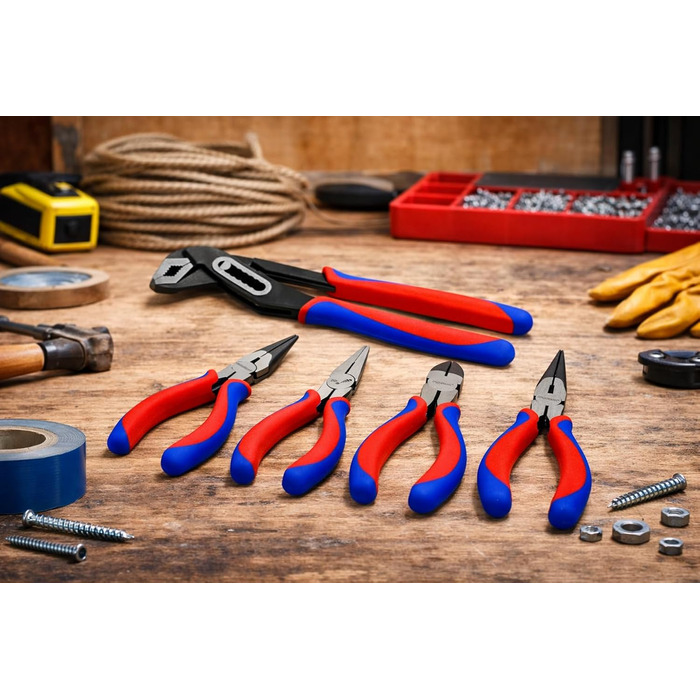 Набір інструментів Zangen (6 предметів) плоскогубці, гострогубці, кусачки, круглогубці, розвідний ключ, пасатижі (10) та плоскогубці, гострогубці, кусачки, круглогубці (6)