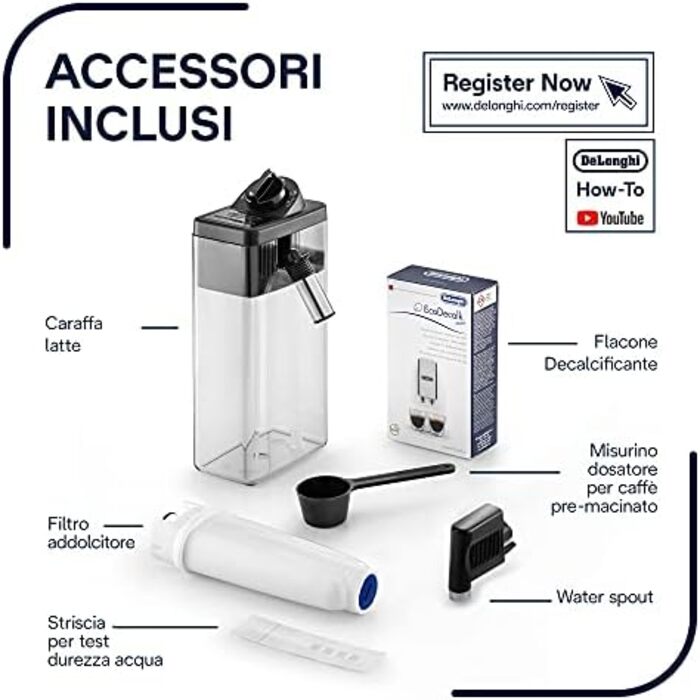 Повністю автоматична кавоварка (тиск 15 бар, автоматична система капучино, знімний резервуар для води 1,8 л, LCD панель, автоматичне очищення) сріблястий/чорний Кавоварка з удосконаленою молочною системою, 23.460.SB