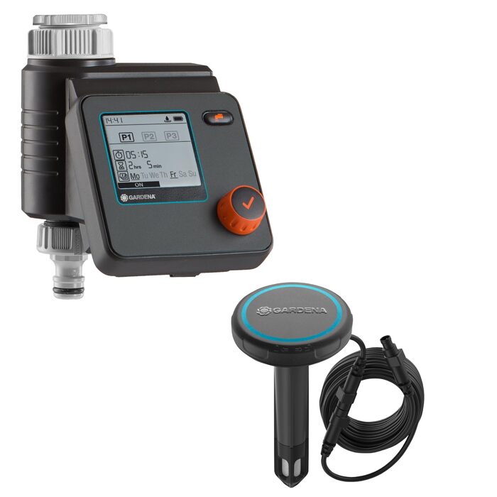 Набір Gardena для контролю поливу Select з датчиком вологості ґрунту, з&39єднання для крана 26,5 мм (G 3/4&39&39), адаптер 1&39&39-3/4&39&39, 1 x адаптер 3/4&39&39-1/2