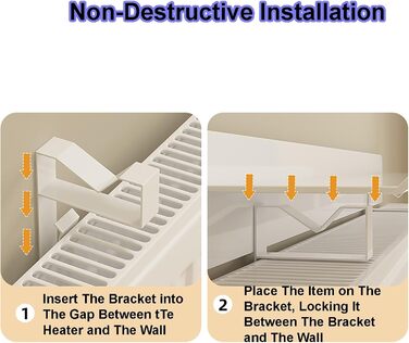 Полиця для радіатора, біла полиця для радіатора з легко монтованим кронштейном (не потребує свердління), допомагає направляти тепло назад у кімнату (60 см/23,6 дюйма)