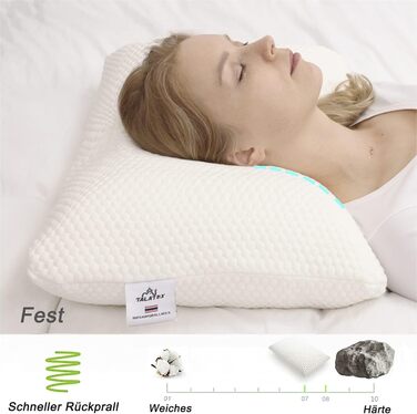 Подушка Talalay виготовлена зі 100 натурального латексу, знімає тиск, біль у шиї та плечах, без хімічних речовин з піни з ефектом пам&39яті, ідеальна упаковка (Med, King (834015) см) Medium King (834015) см