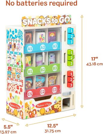 Ігровий набір Торговий автомат Melissa & Doug, 19 деталей, зі снеками, напоями та монетами, розвиваюча іграшка для дітей від 3 років