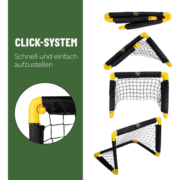Футбольні ворота Umbro 50 x 44 x 44 см - Комплект із 2 футбольних воріт - Складані футбольні ворота - Футбольні ворота для саду та дітей - Тренувальний футбольний інвентар для приміщень та вулиці - Пластик - Чорний/Жовтий