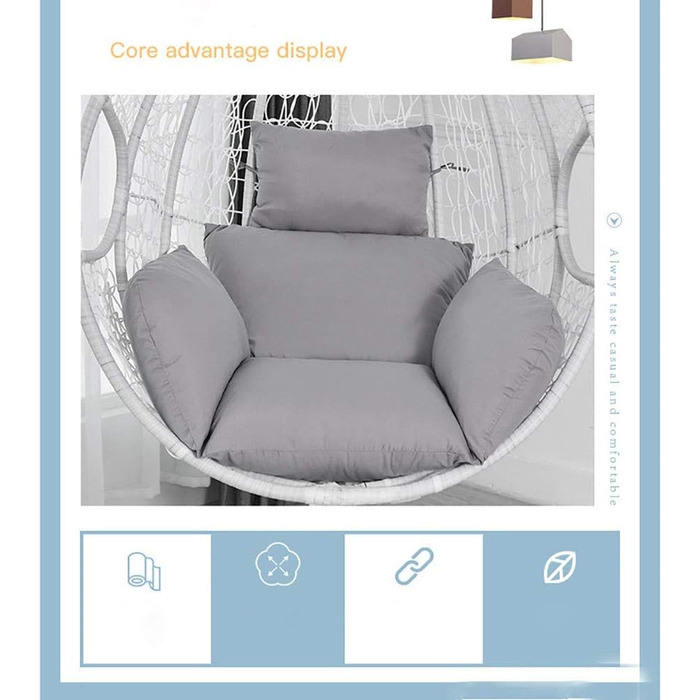 Подушка для підвісного крісла-гойдалки Подушка для підвісного крісла для використання на вулиці, в саду, на терасі, накладки на подушки для підвісних крісел-гойдалок (не включає підвісні крісла)