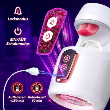 Мастурбатор Yotcoc для чоловіків, реалістичний з функцією язика та вібрації, 10 режимів смоктання та 10 режимів вібрації