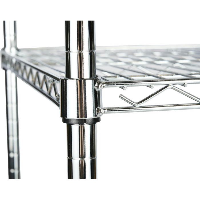 Кухонна полиця Floordirekt, дротяна полиця, металева полиця Вантажопідйомність приблизно 70 кг на полицю Багатофункціональна полиця для зберігання, полиця для ванної кімнати, складська полиця, полиця для підвалу Хромована (90x60x160 см 4 полиці) Everest 9