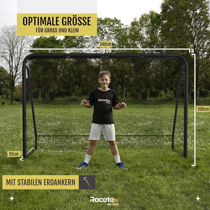 Футбольні ворота для садів, дітей та дорослих СУЧАСНИЙ дизайн - Дитячі футбольні ворота з міцною сталевою рамою спереду - Дитячі футбольні ворота з анкерними кріпленнями з нержавіючої сталі - Футбольні ворота 240x160