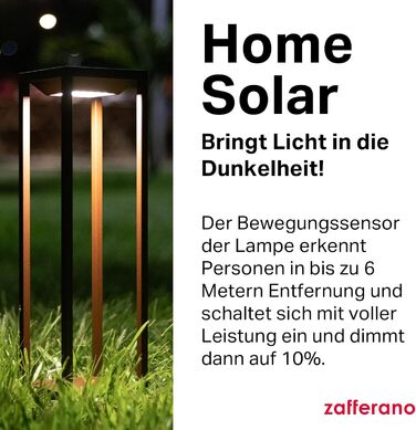 Сонячний торшер Zafferano Home Solar, бездротова підлогова лампа з сонячною панеллю та датчиком руху для вулиці, диммер, 3000 K, висота 50 см, темно-сірий