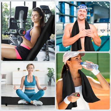 Рушники Novent Fitness з мікрофібри, 2 шт., 120x50 см, спортивні рушники з кишенею на блискавці, компактні, нековзні та швидковисихаючі, для тренажерного залу, спорту, подорожей, чорні